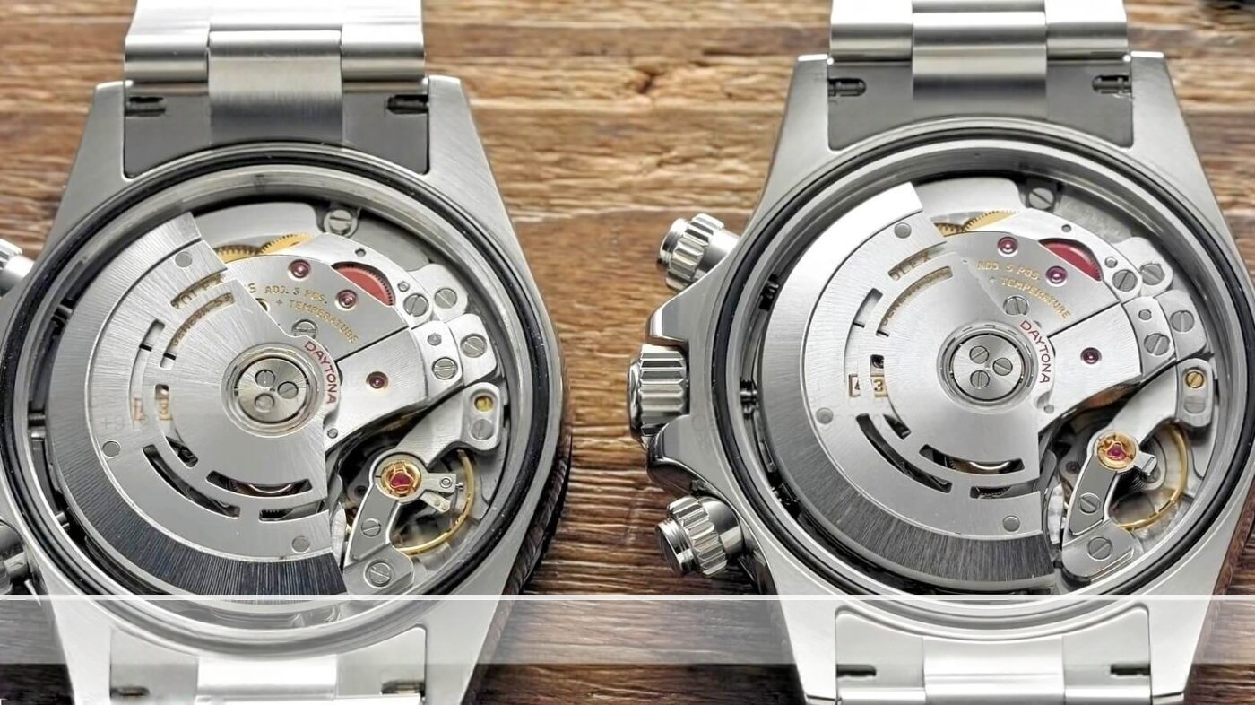 Rolex Caliber 4130 Original vs Super Clone Movement Comparison Front